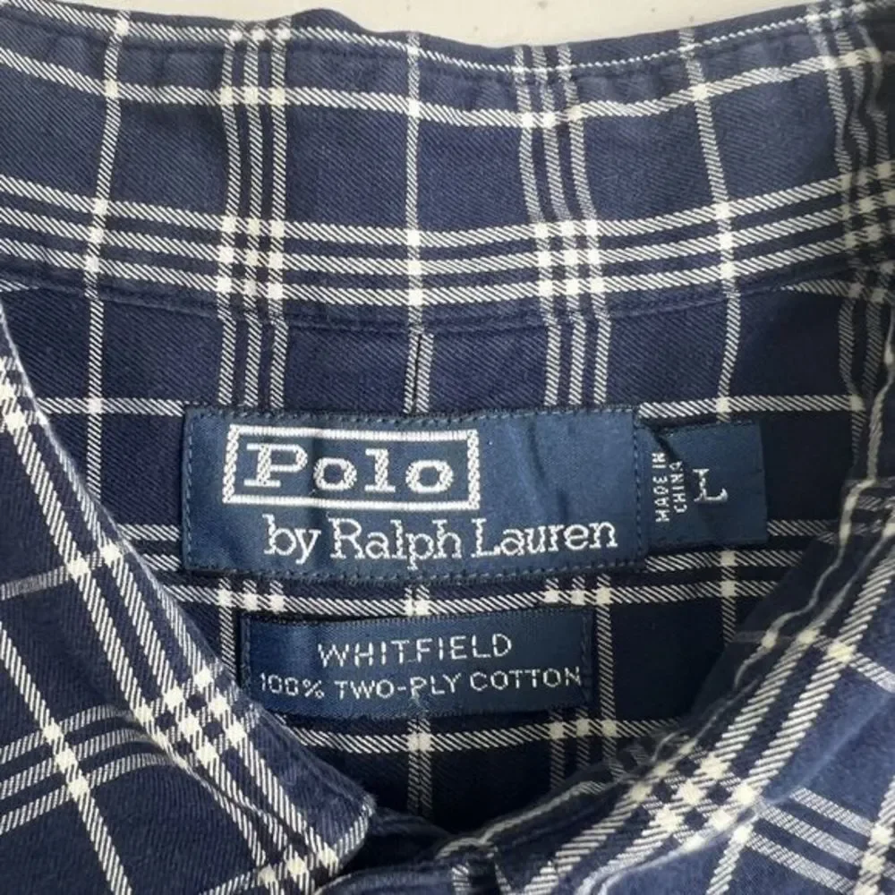 Polo Ralph Lauren Whitfield Blue Plaid Flap Pocket Long Sleeve Button Up Shirt L